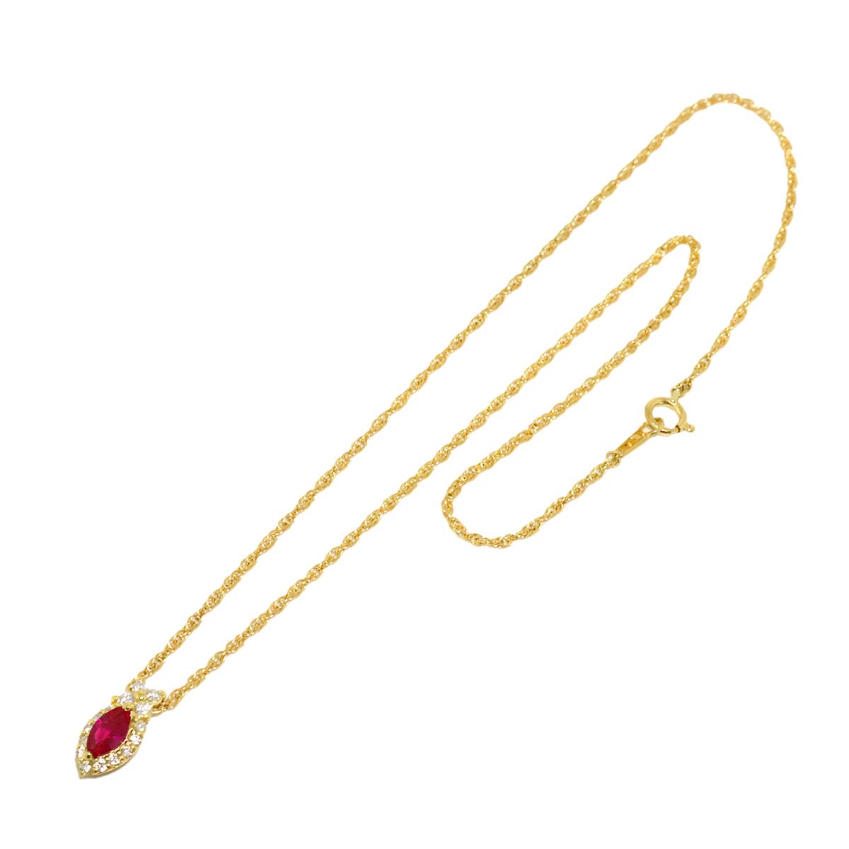 Ruby 0.60ct Diamond 0.32ct Necklace 18K 18K Yellow Gold 750