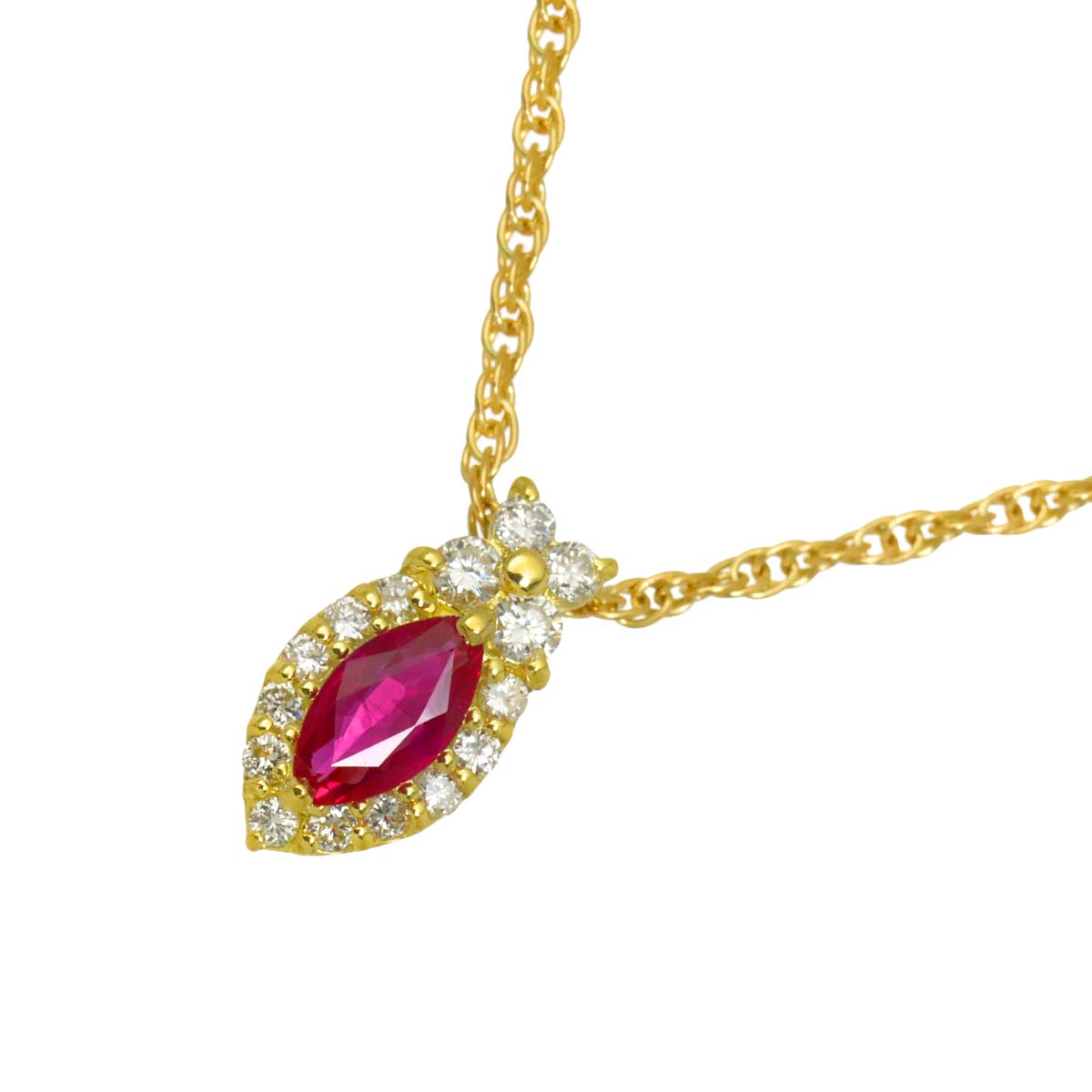 Ruby 0.60ct Diamond 0.32ct Necklace 18K 18K Yellow Gold 750