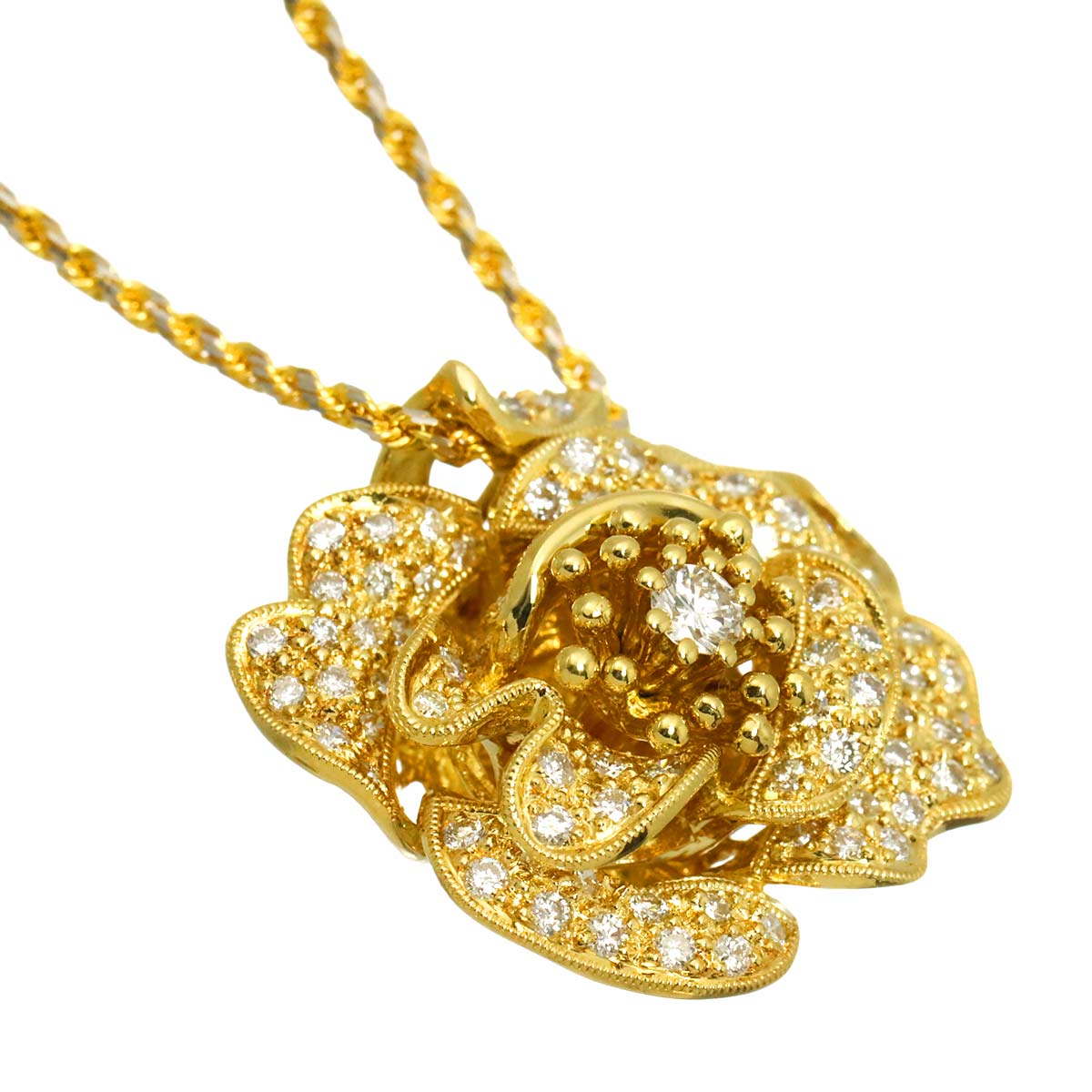 Diamond 1.25ct Necklace 18K YG Yellow Gold 750