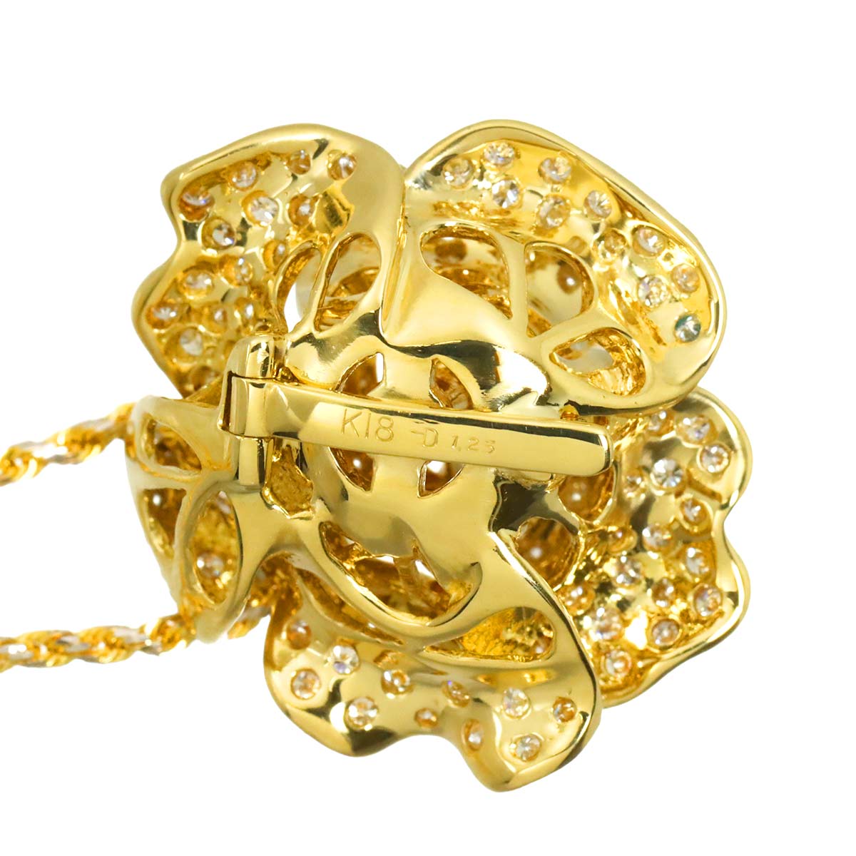 Diamond 1.25ct Necklace 18K YG Yellow Gold 750