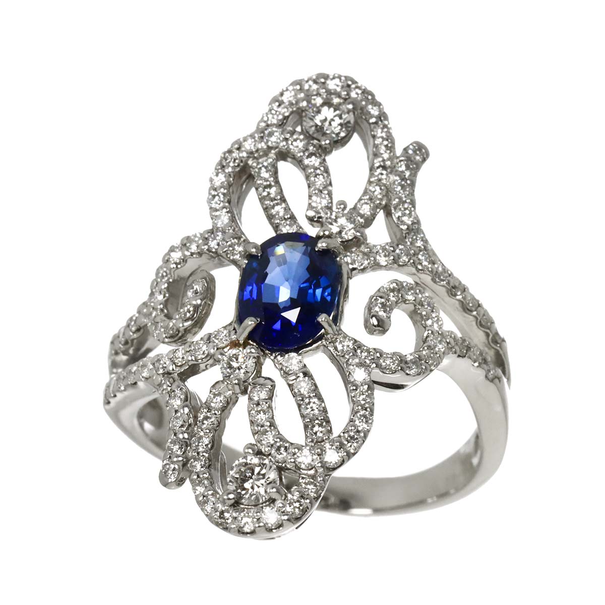 Sapphire 0.86ct Diamond 0.84ct Ring Pt Platinum size6-6.25(US)