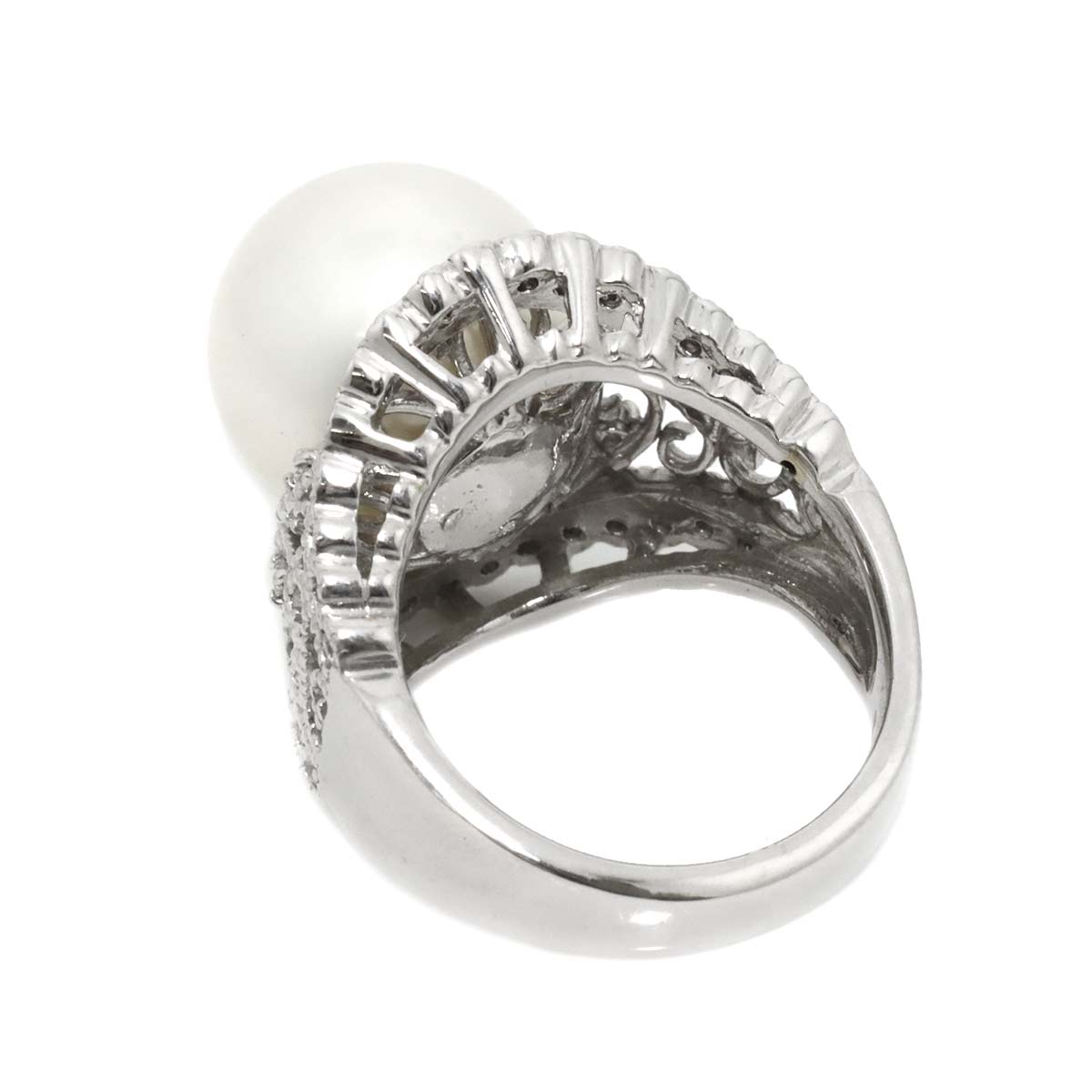 South Sea pearl 13mm Diamond 0.40ct Ring 18K K18 WG size5.25-5.5(US)