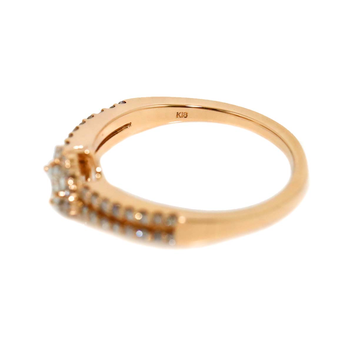 Diamond 0.20ct/0.24ct Ring 18K PG Pink Gold 750 Size6(US)
