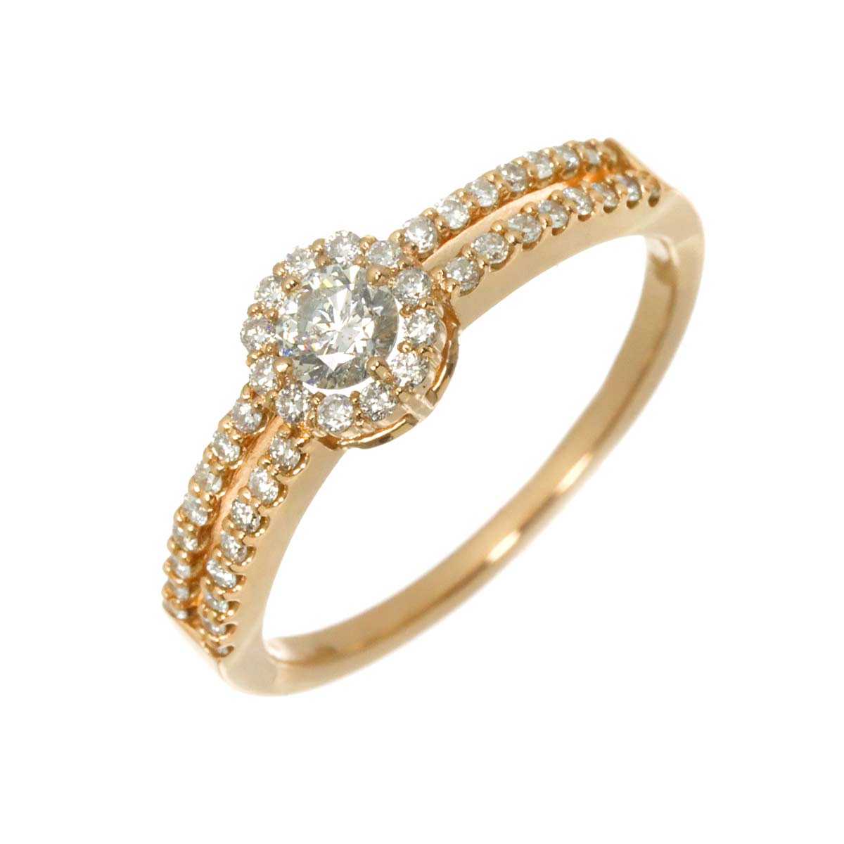 Diamond 0.20ct/0.24ct Ring 18K PG Pink Gold 750 Size6(US)