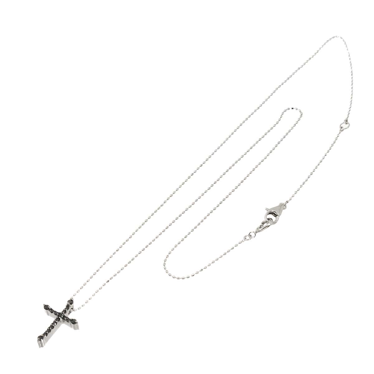 Cross Motif Diamond 0.13ct Necklace 18K White Gold 750