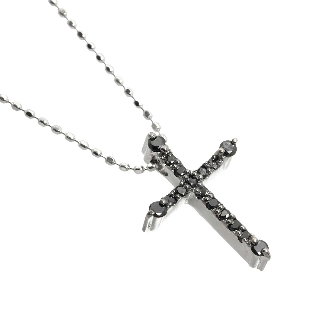 Cross Motif Diamond 0.13ct Necklace 18K White Gold 750