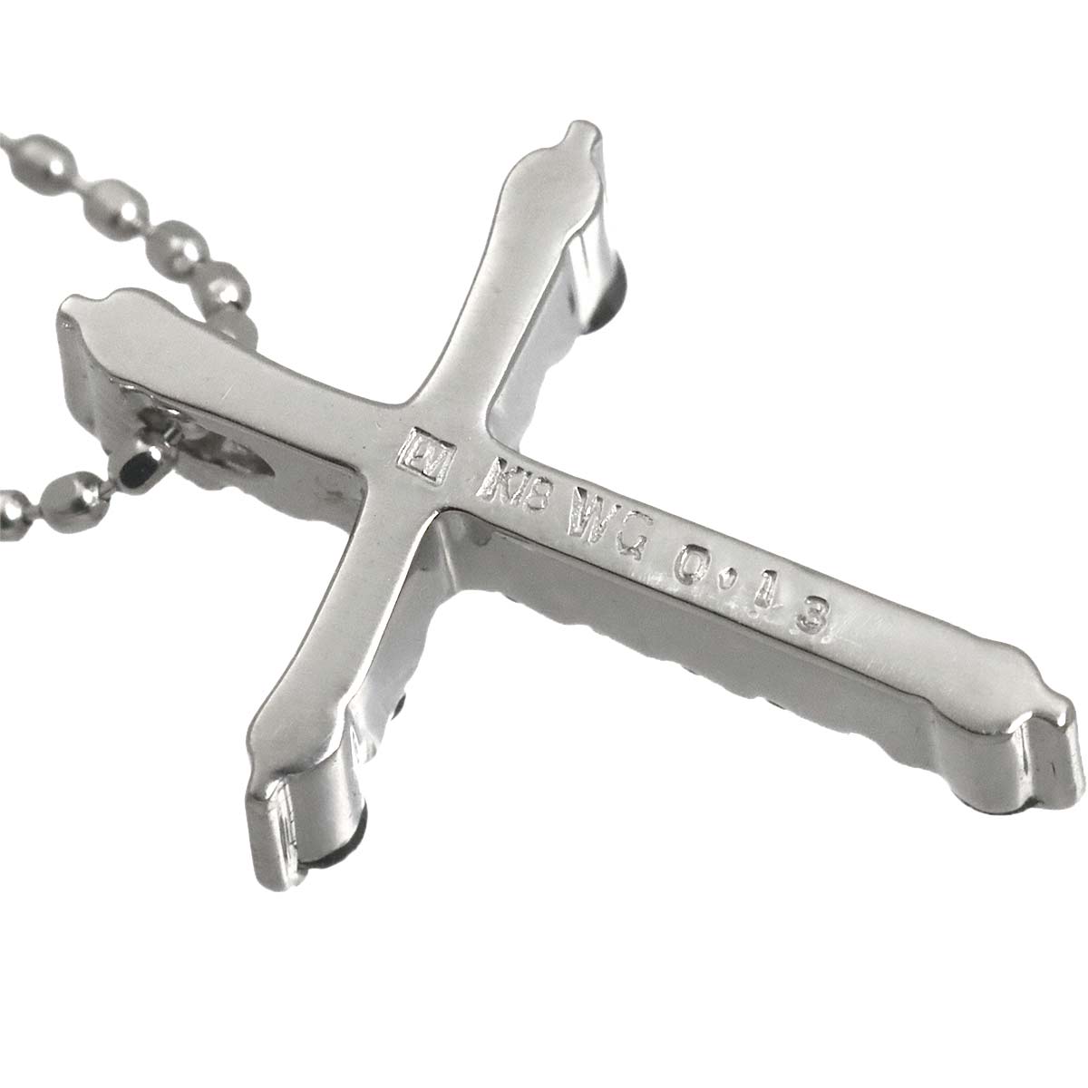Cross Motif Diamond 0.13ct Necklace 18K White Gold 750