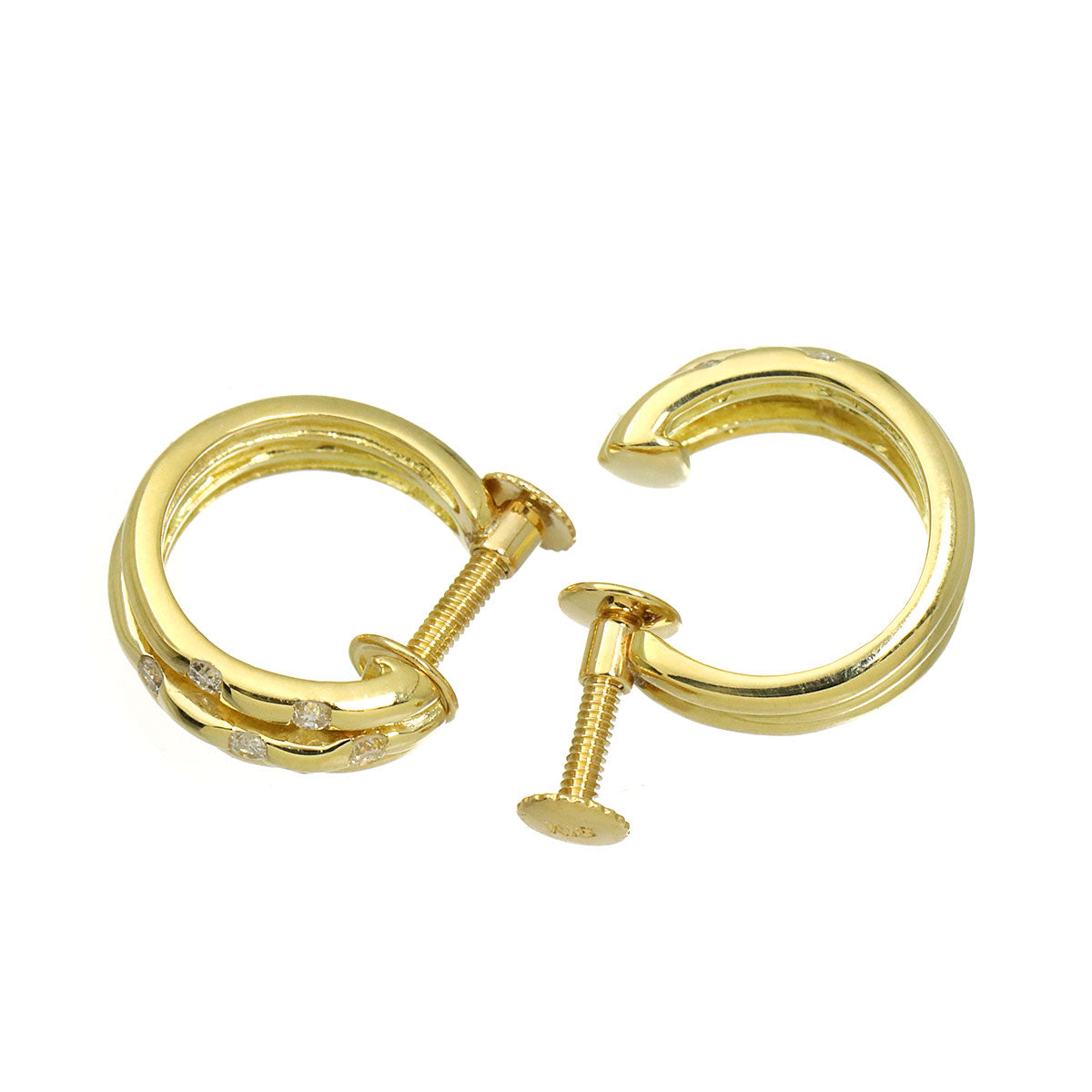Diamond 0.10ct/0.10ct Earrings 18K K18 YG 750