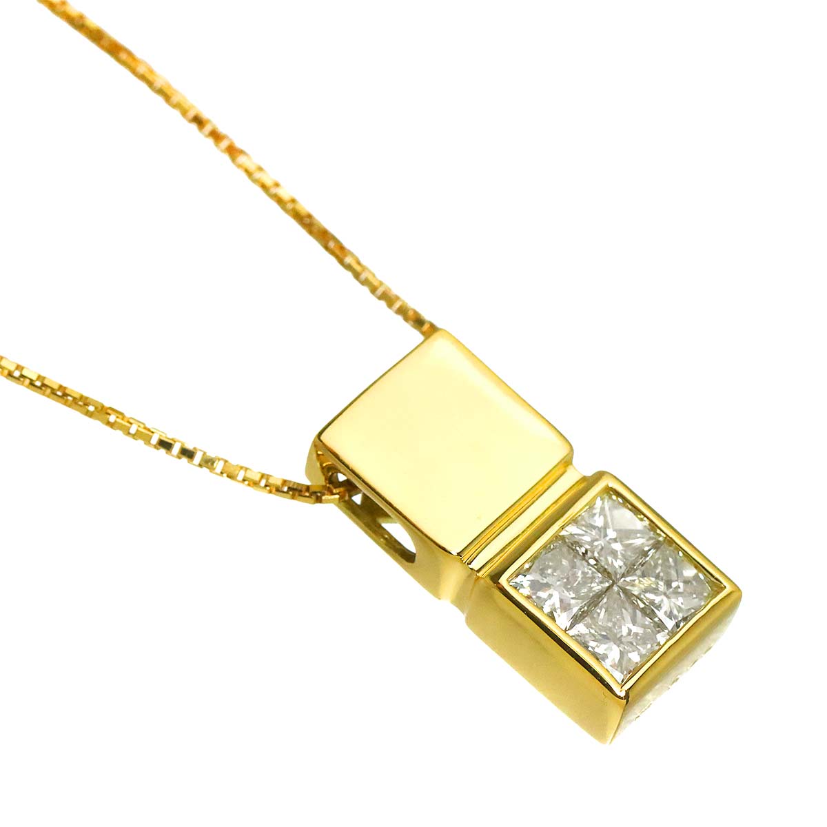Diamond 0.70ct Necklace 18K K18 YG Yellow Gold 750