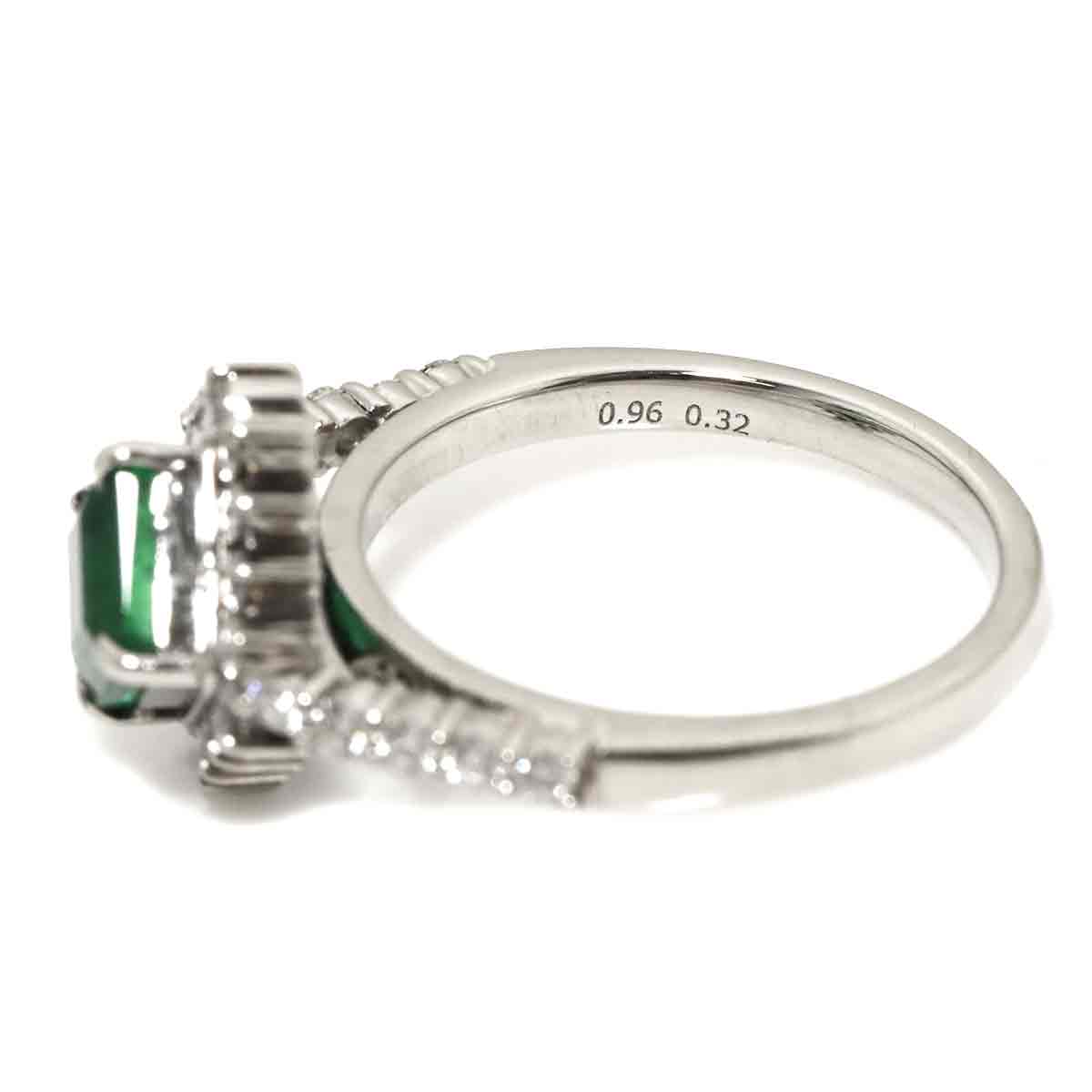 Emerald 0.96ct Diamond 0.32ct Ring Pt Platinum size3.25(US)