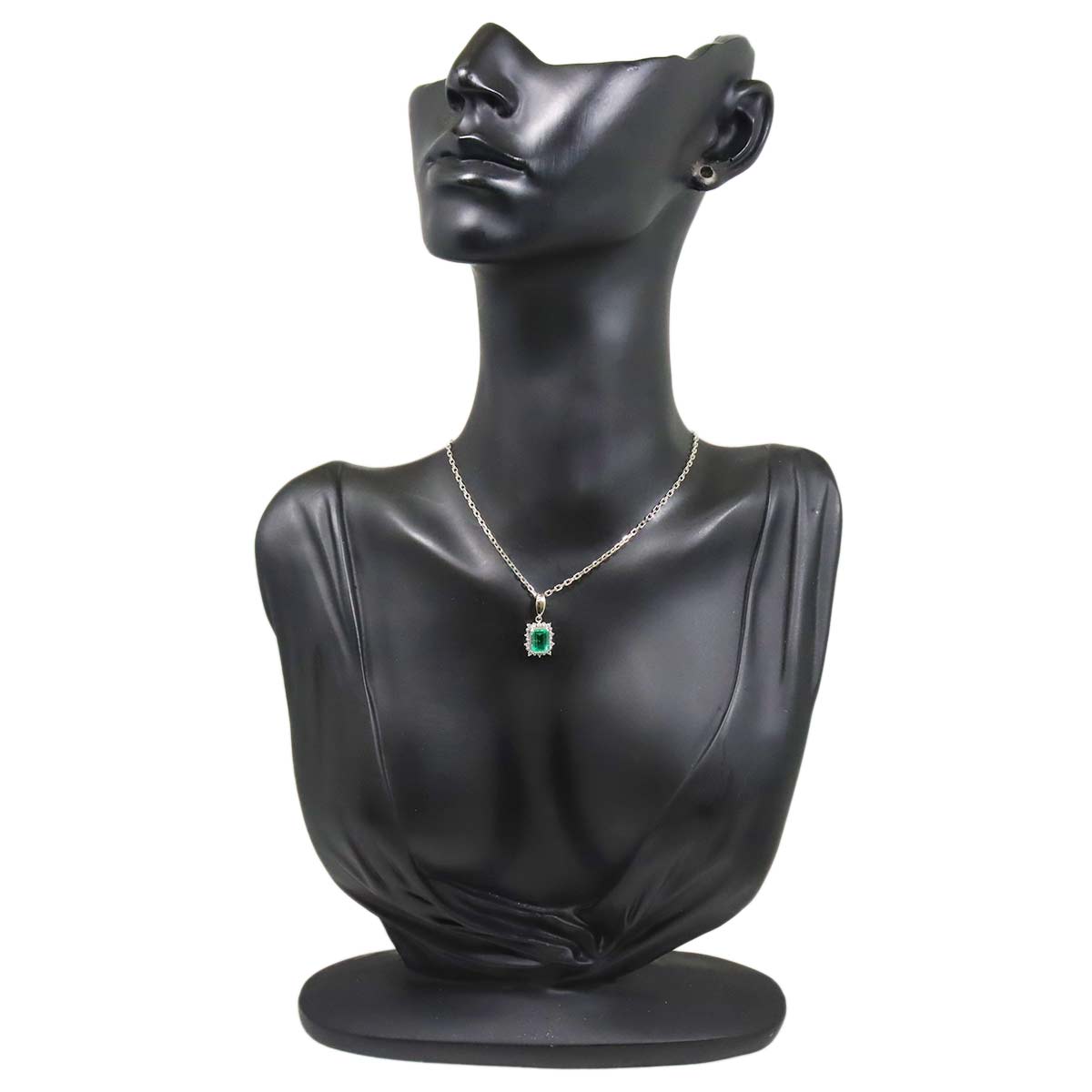 Emerald 0.90ct Diamond 0.11ct Necklace Pt Platinum