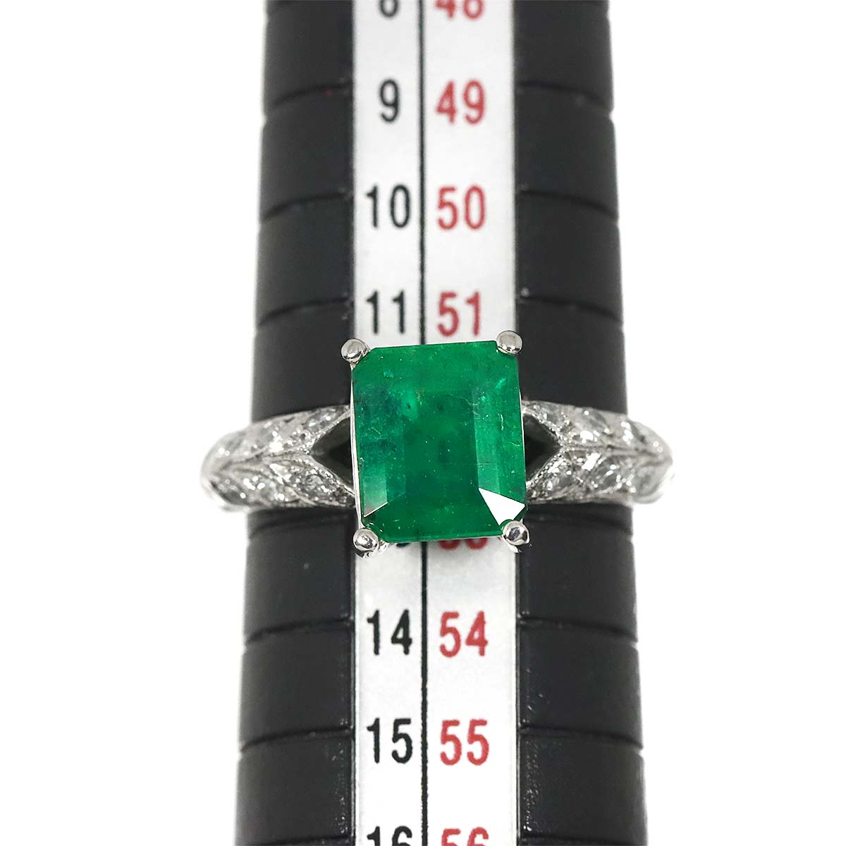 Emerald 1.71ct Diamond 0.15ct Ring Pt Platinum size6(US)