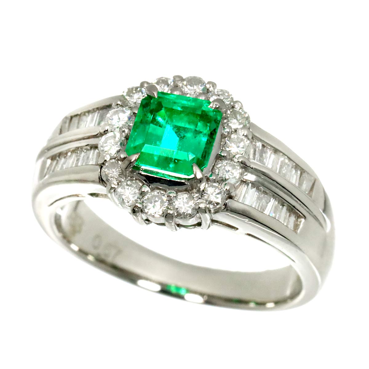 Emerald 0.83ct Diamond 0.67ct Ring Pt Platinum size5.5-5.75(US)