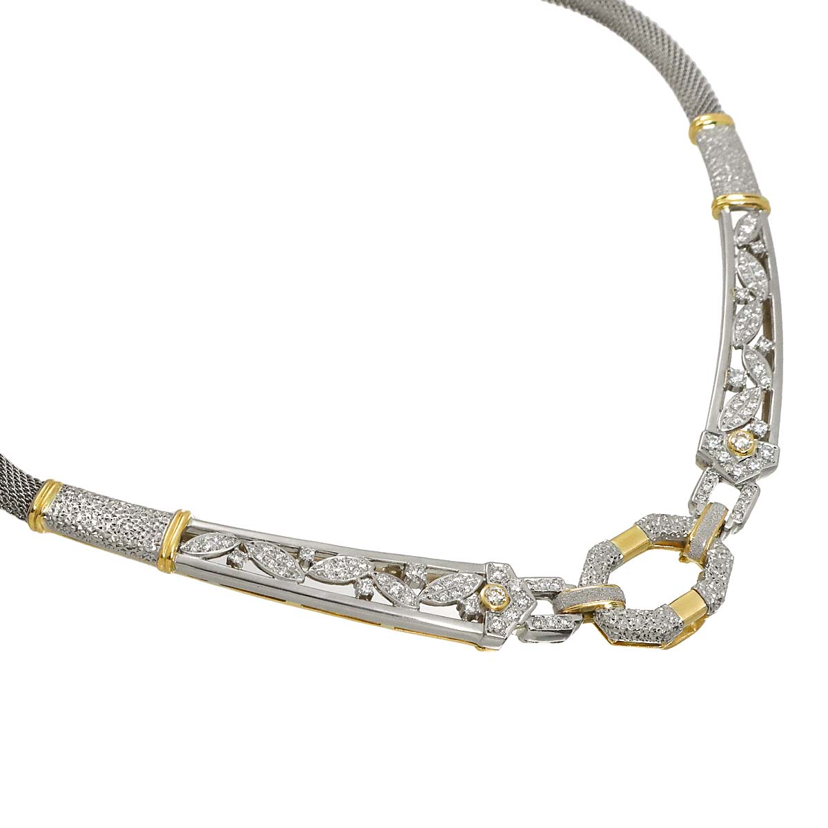 Diamond 1.04ct Necklace Pt 18K YG 750