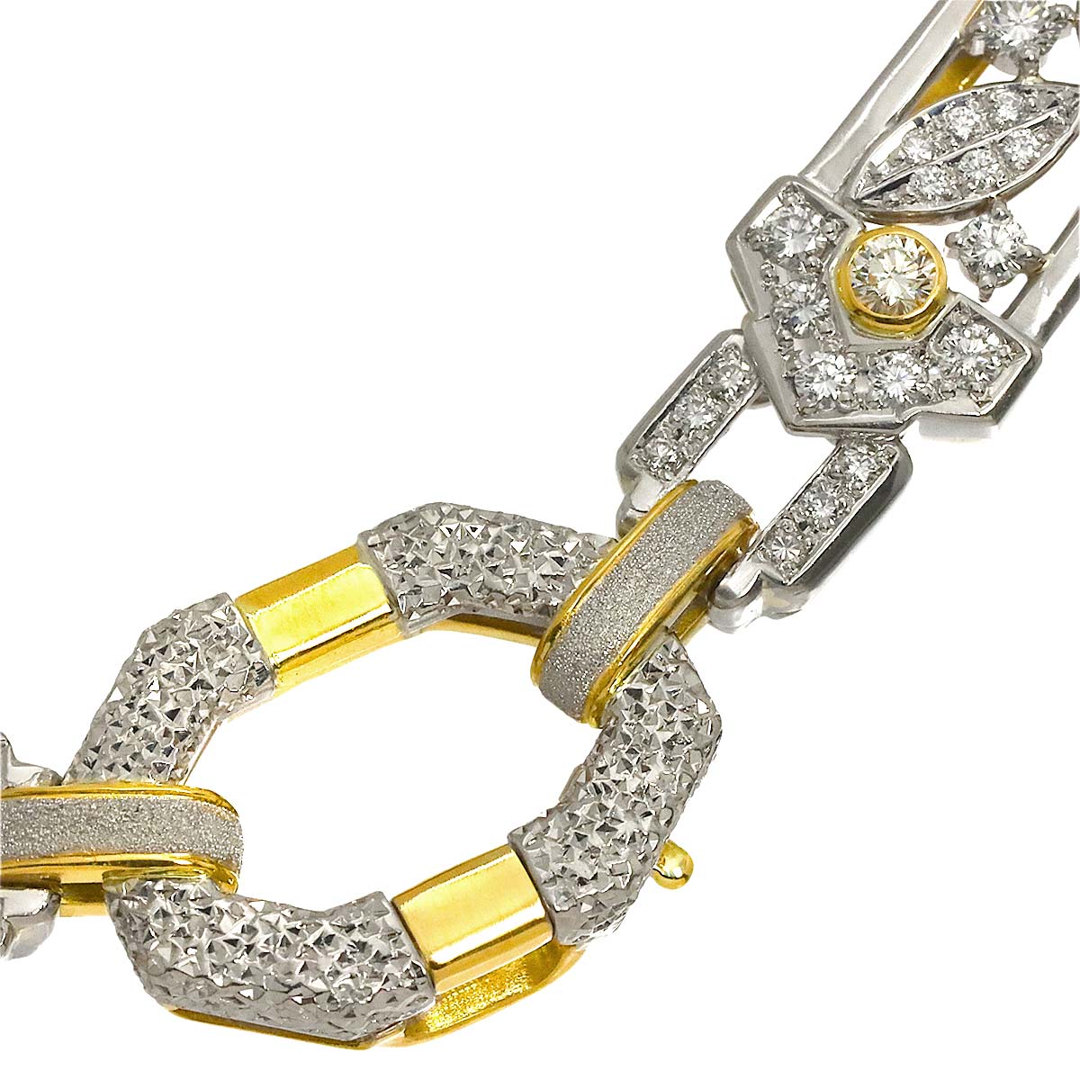 Diamond 1.04ct Necklace Pt 18K YG 750