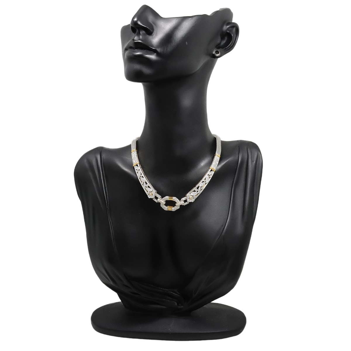 Diamond 1.04ct Necklace Pt 18K YG 750