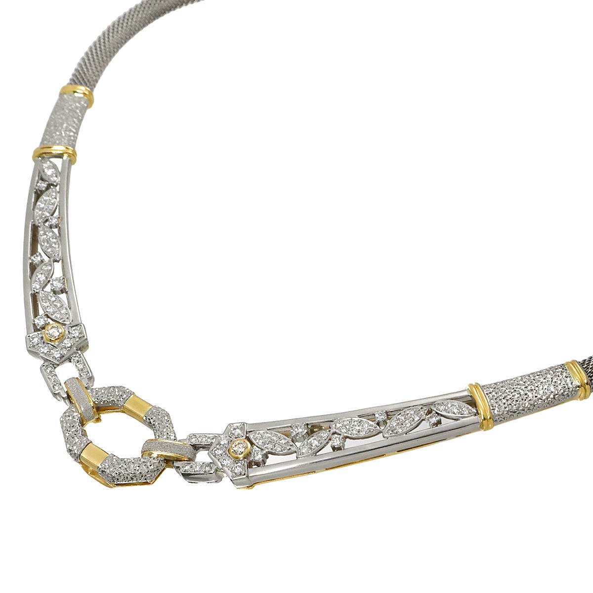 Diamond 1.04ct Necklace Pt 18K YG 750