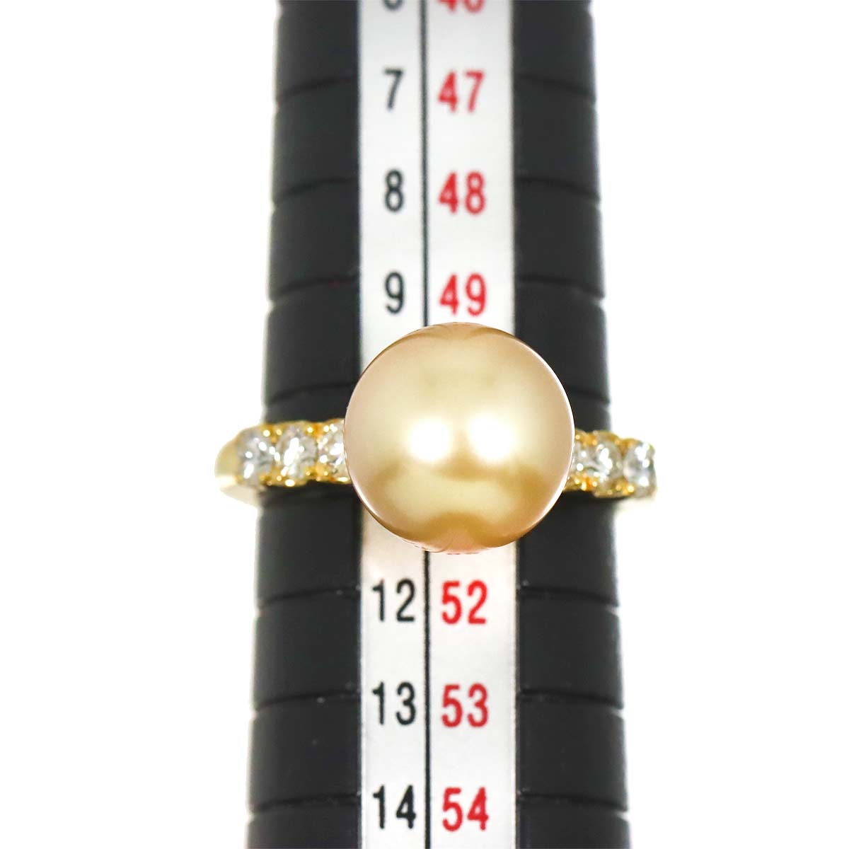 South Sea pearl 10.0mm Diamond Ring 18K YG 750 5.25-5.5(US)