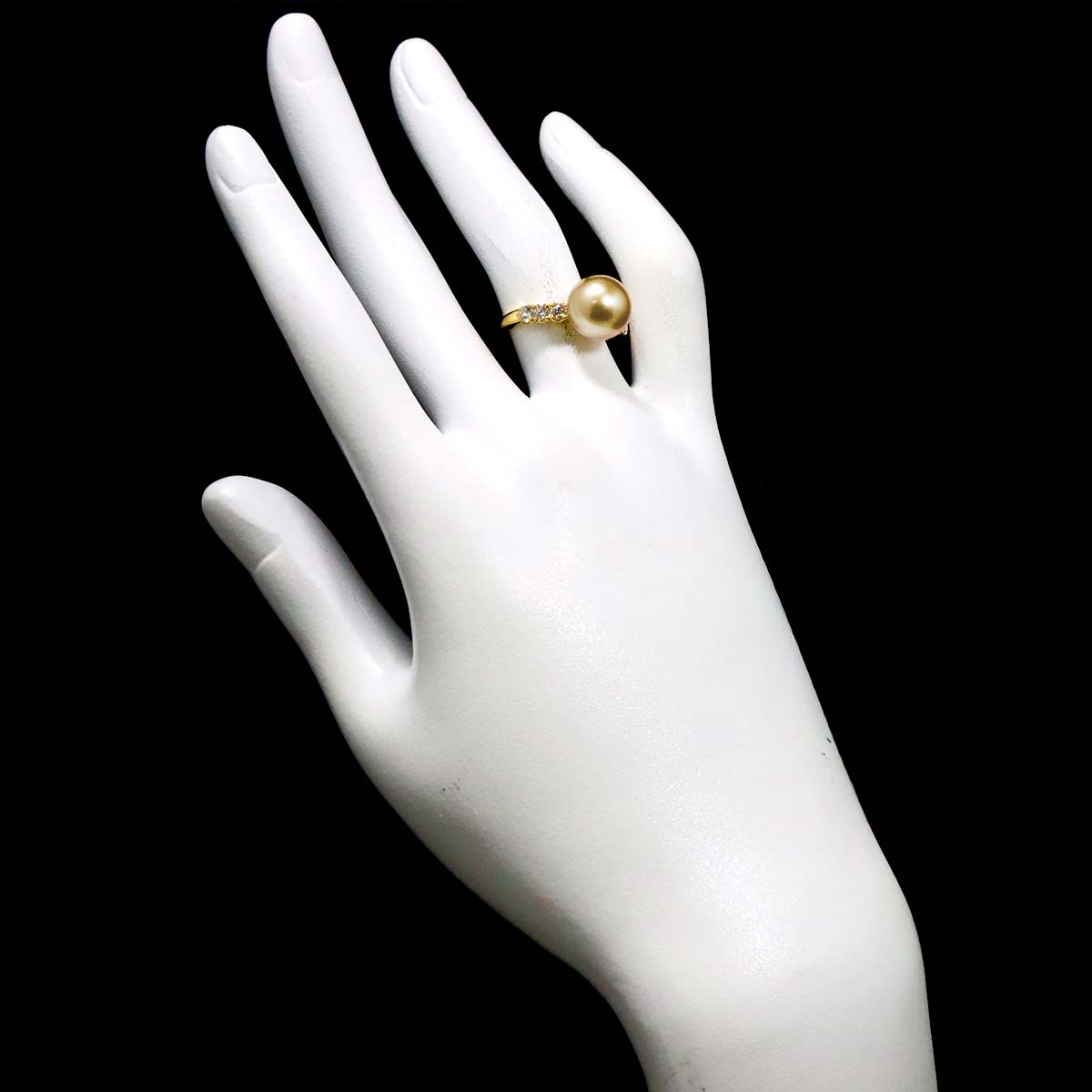 South Sea pearl 10.0mm Diamond Ring 18K YG 750 5.25-5.5(US)