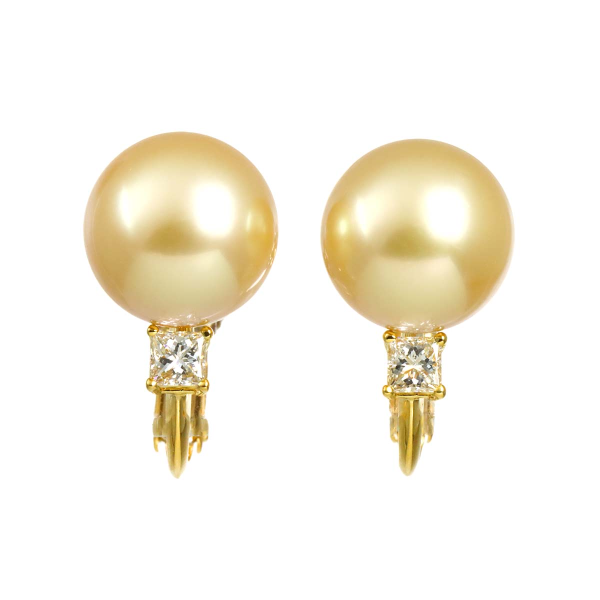 South Sea pearl Diamond 0.14/0.14ct Earrings Clip on 18K YG 750