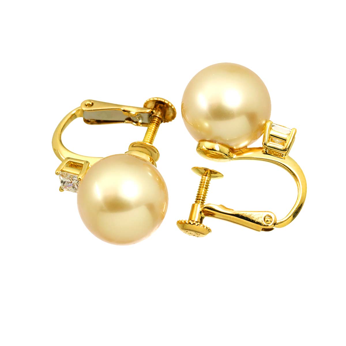 South Sea pearl Diamond 0.14/0.14ct Earrings Clip on 18K YG 750