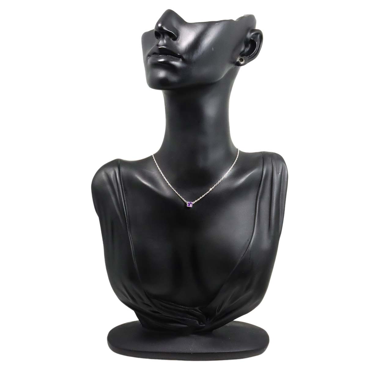 G Cube Amethyst Necklace 18K White Gold 750