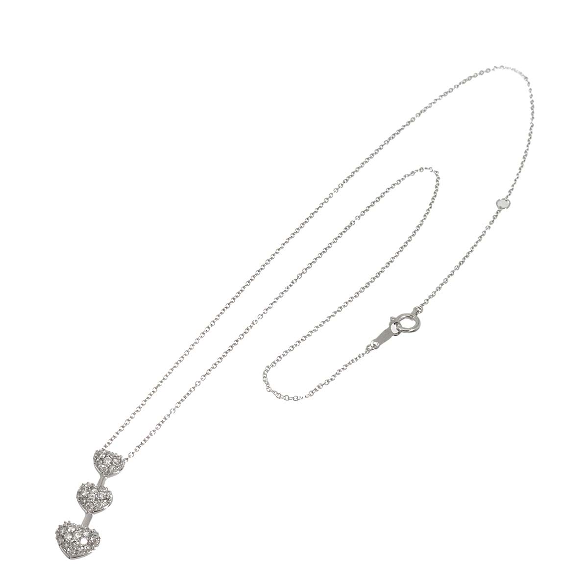 Heart Motif Diamond 0.48ct Necklace 18K 750 Pt