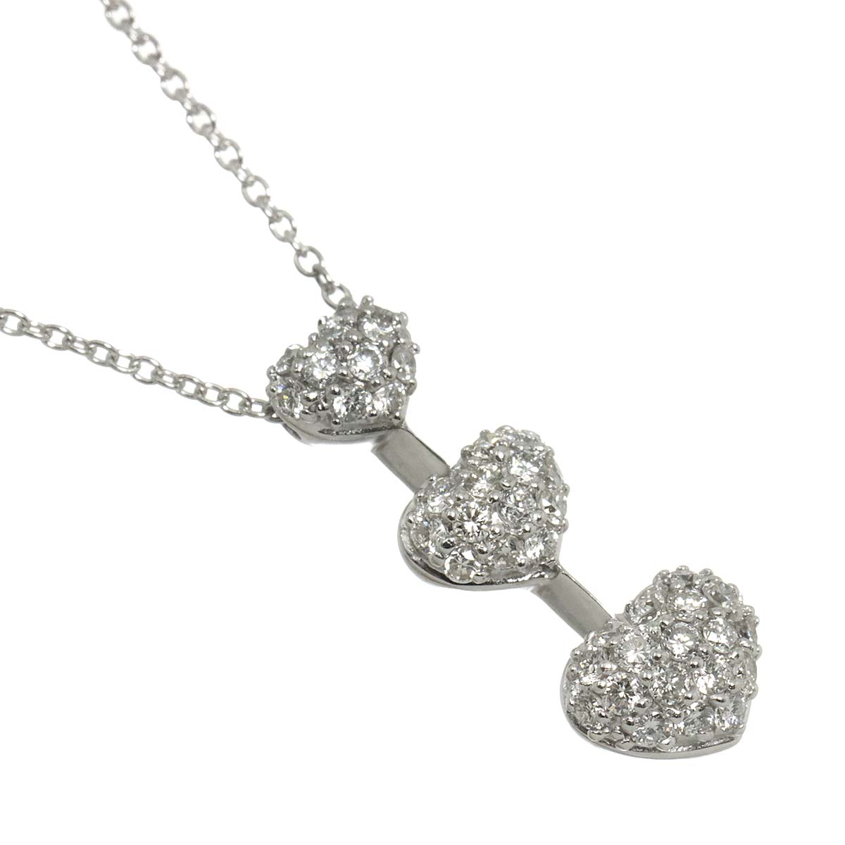 Heart Motif Diamond 0.48ct Necklace 18K 750 Pt