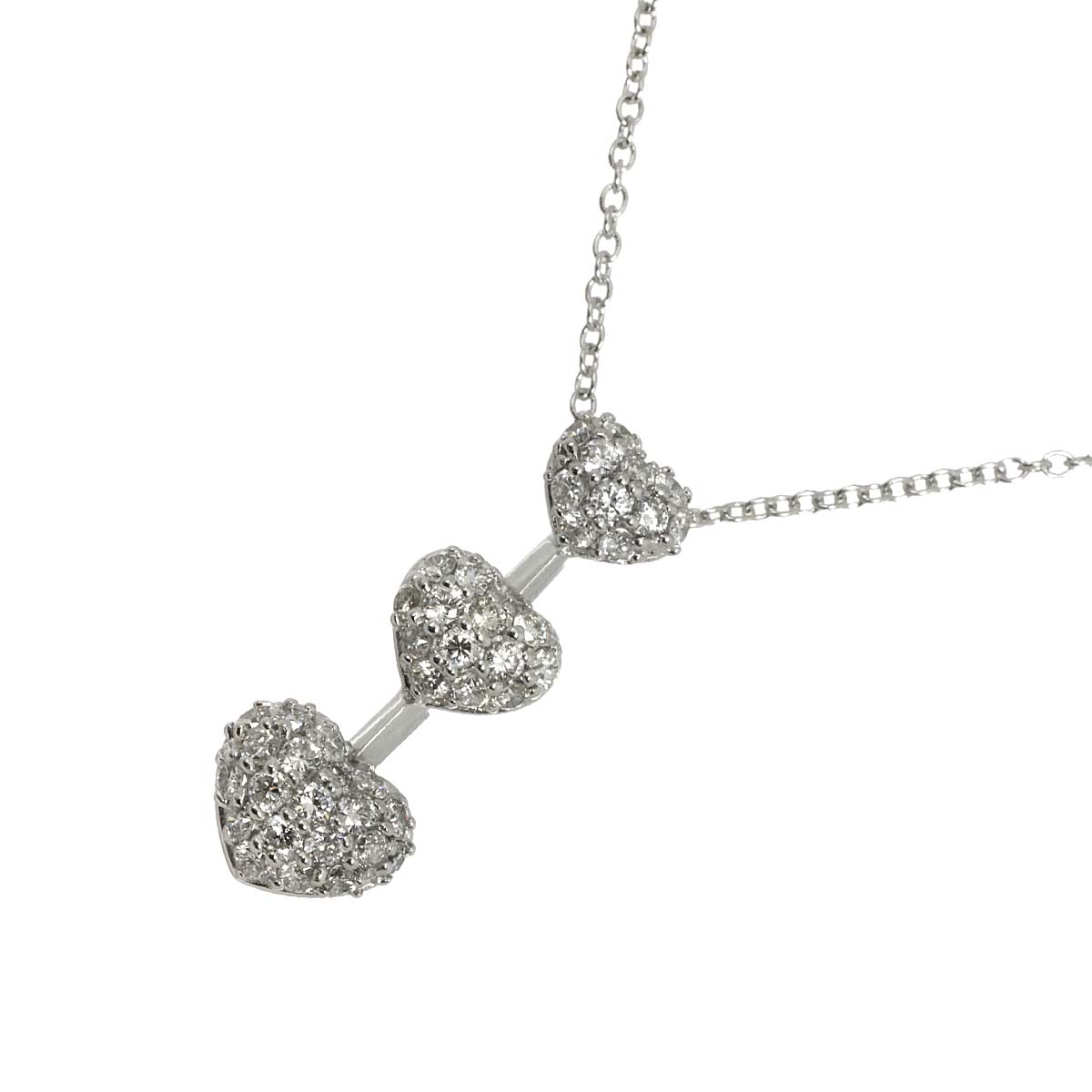 Heart Motif Diamond 0.48ct Necklace 18K 750 Pt