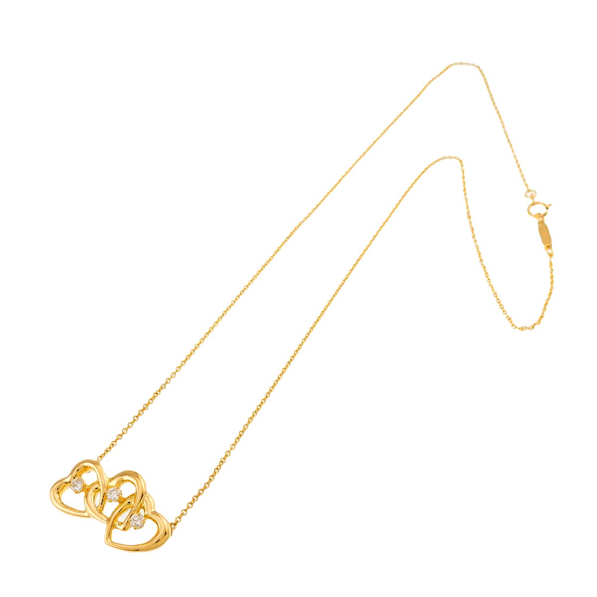 Triple Heart Diamond Necklace 18K YG 750