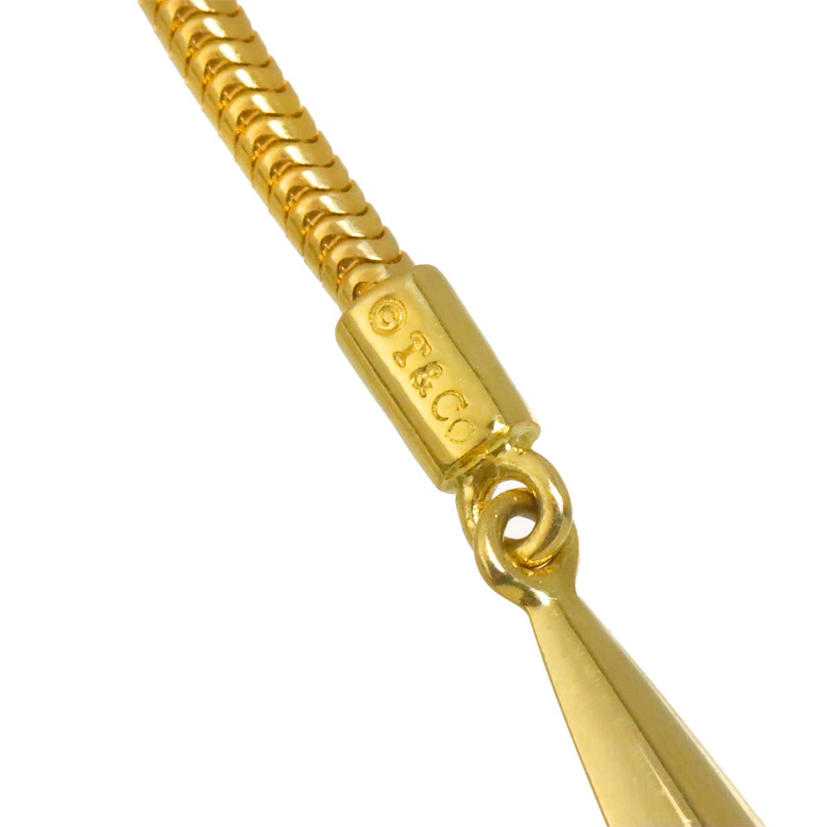 Feather Lariat Long Necklace 18K Yellow Gold 750