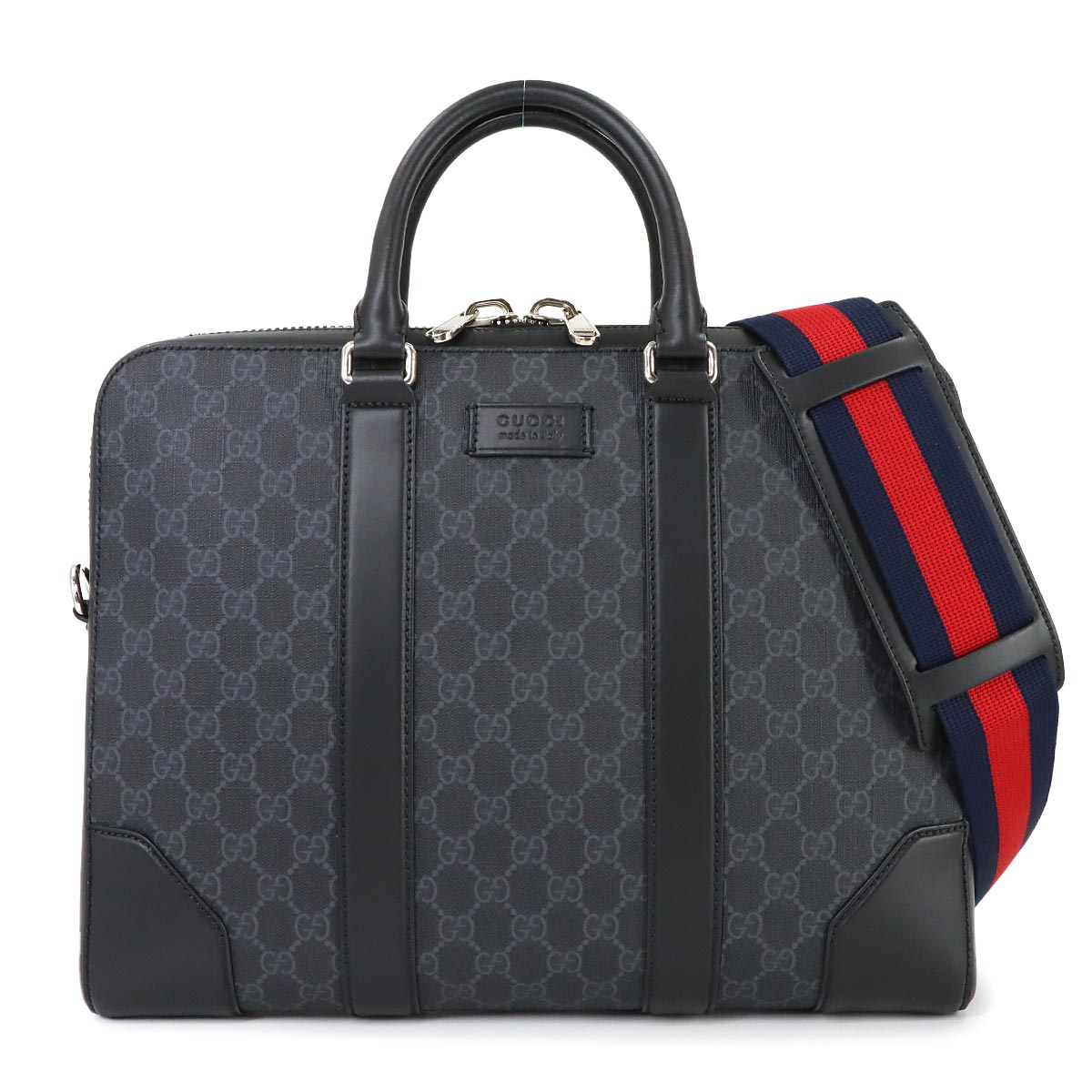 GG Supreme Briefcase 2way Business Shoulder Bag Black Gray 474135