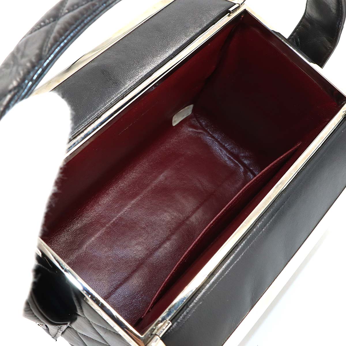 Matelasse Vanity Hand Bag Leather Black Purse