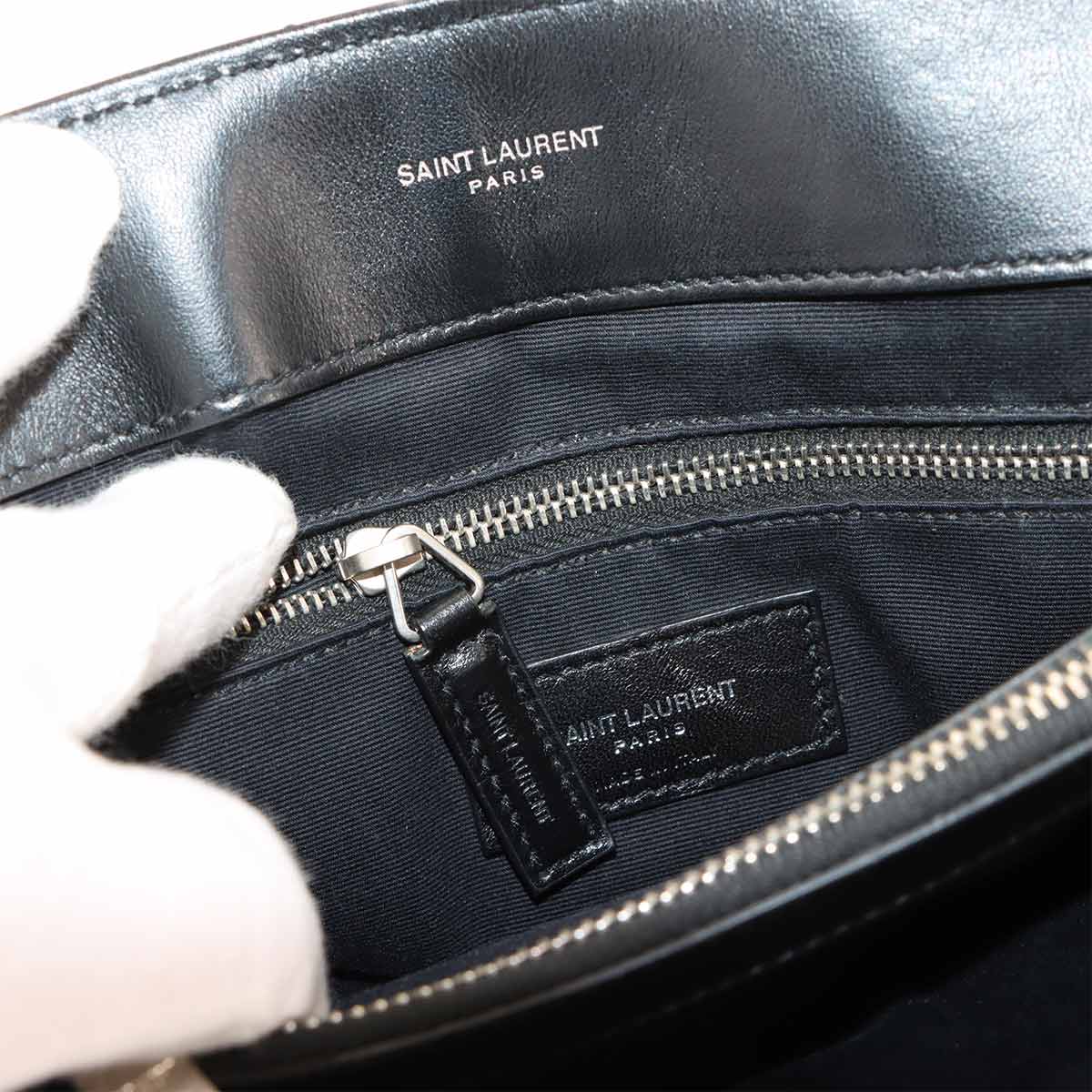 Loulou Chain Shoulder Bag Leather Black 487216
