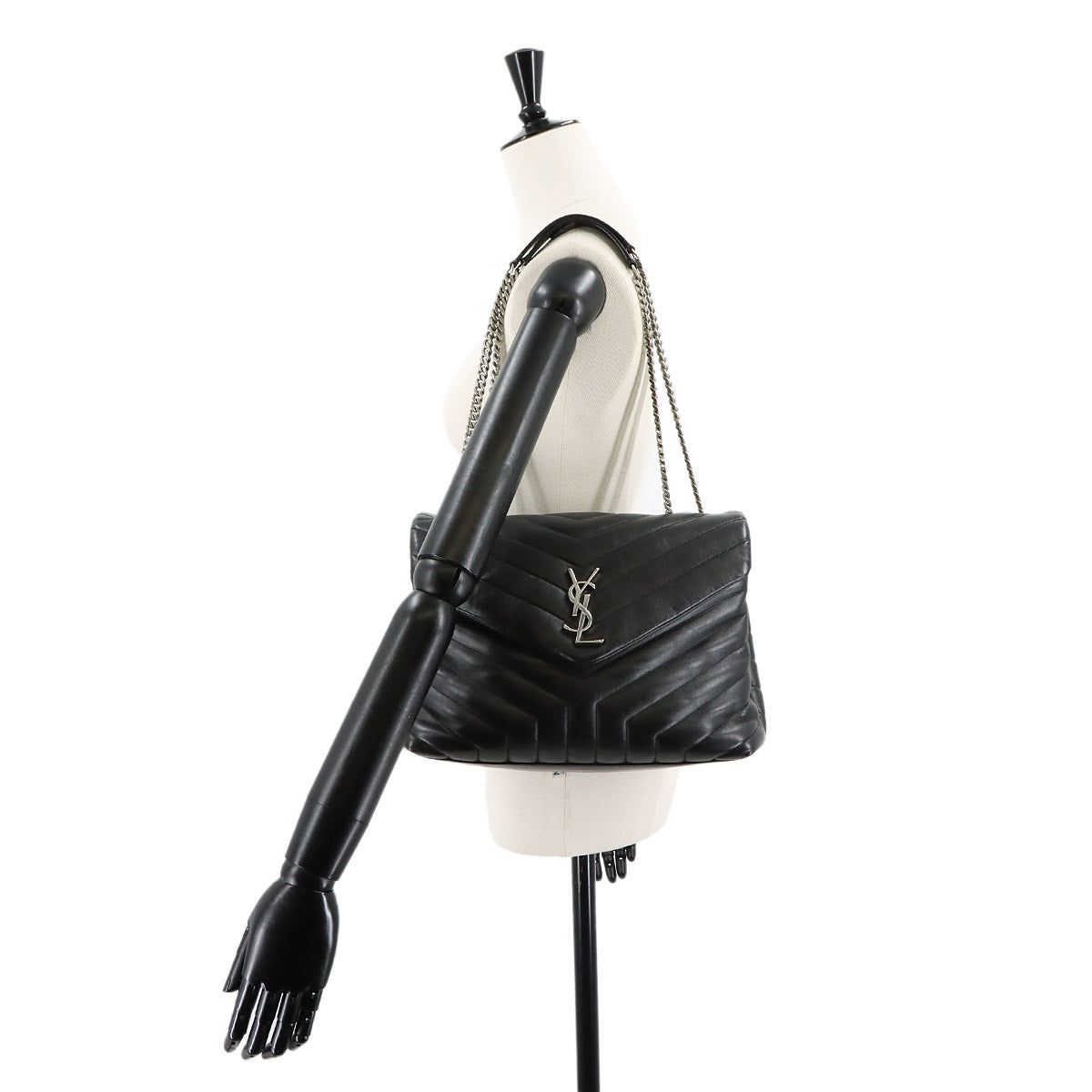 Loulou Chain Shoulder Bag Leather Black 487216