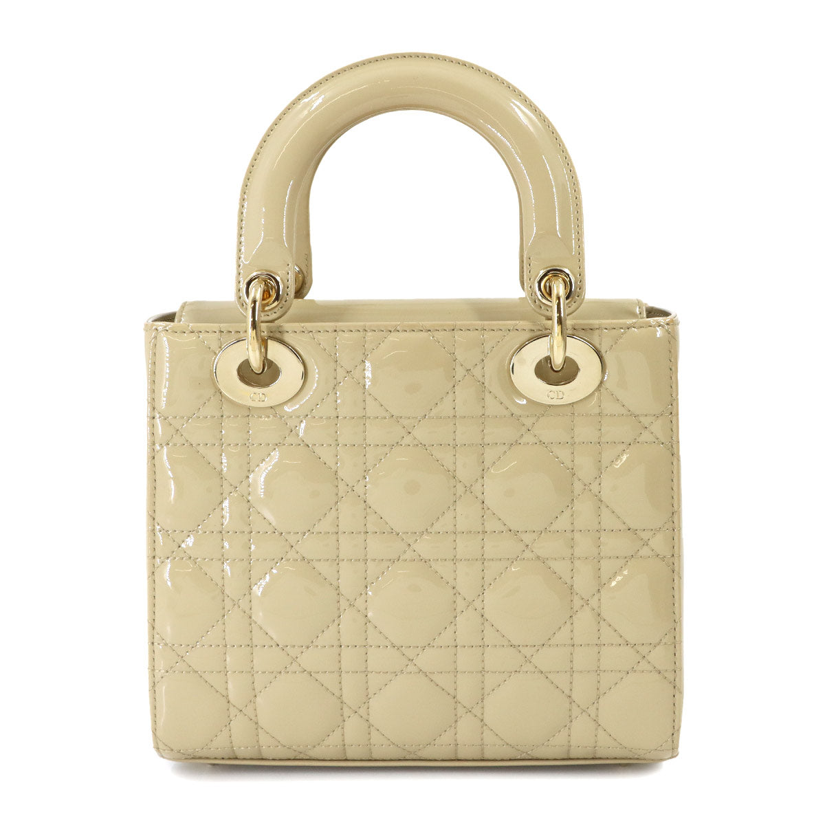 Lady Dior Small Hand Shoulder Bag Patent leather Beige