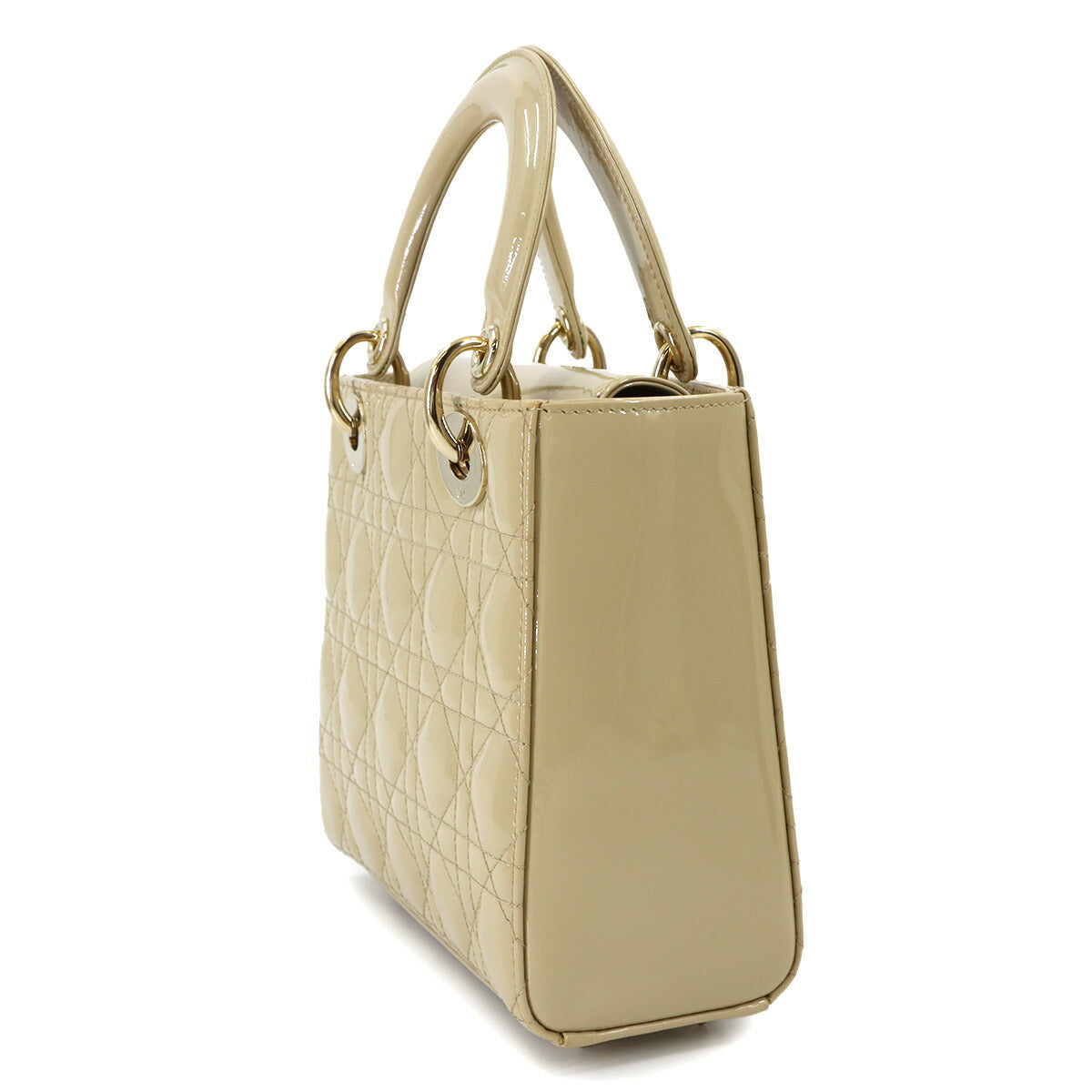 Lady Dior Small Hand Shoulder Bag Patent leather Beige