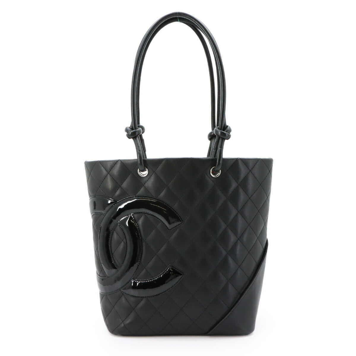 Cambon Line Medium Tote Bag Leather Enamel Black A25167 Purse