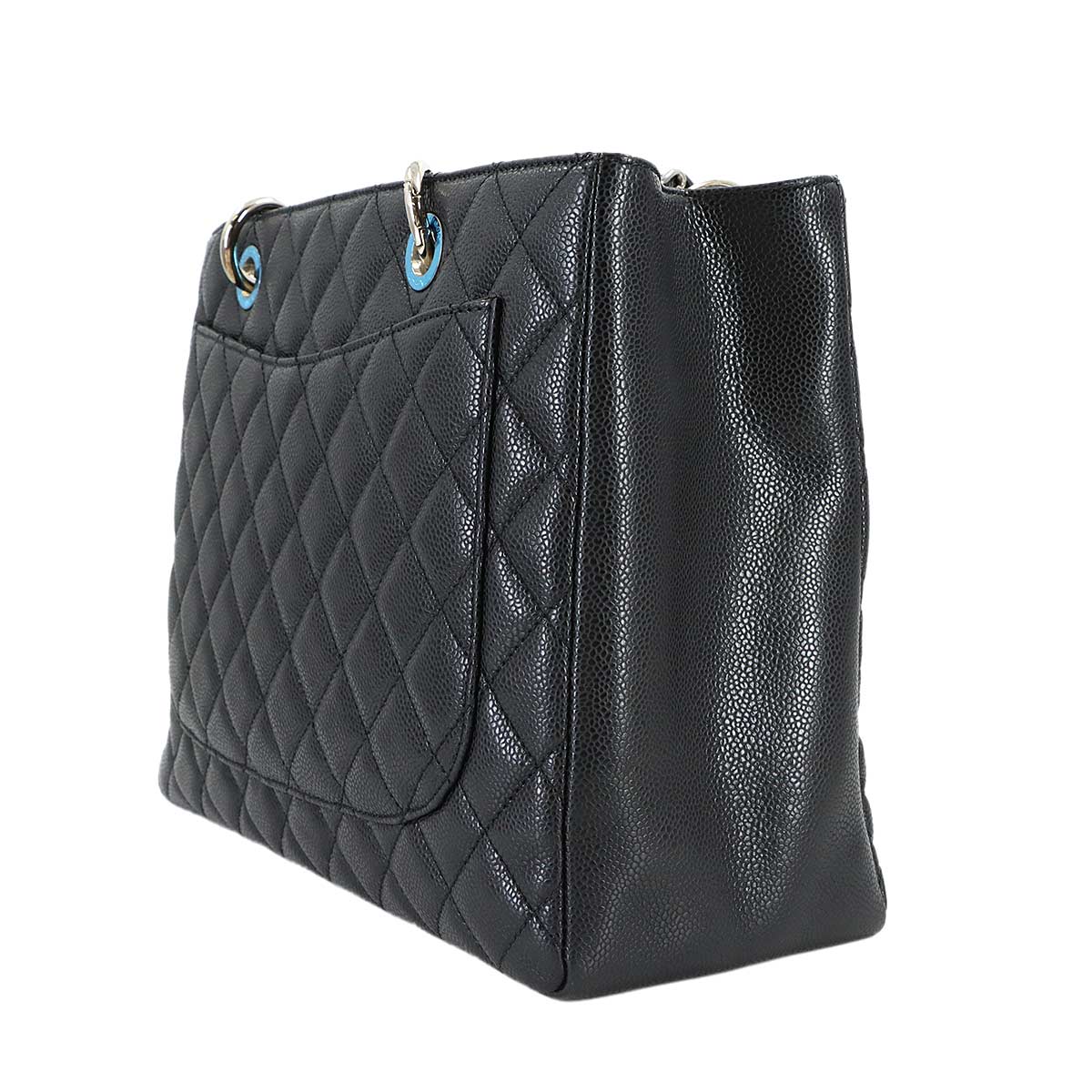 Matelasse Grand Shopping Tote Bag Leather Black GST A50995