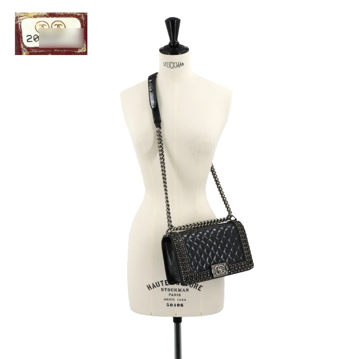 BOY CHANEL Chain Shoulder Bag Leather Black Purse