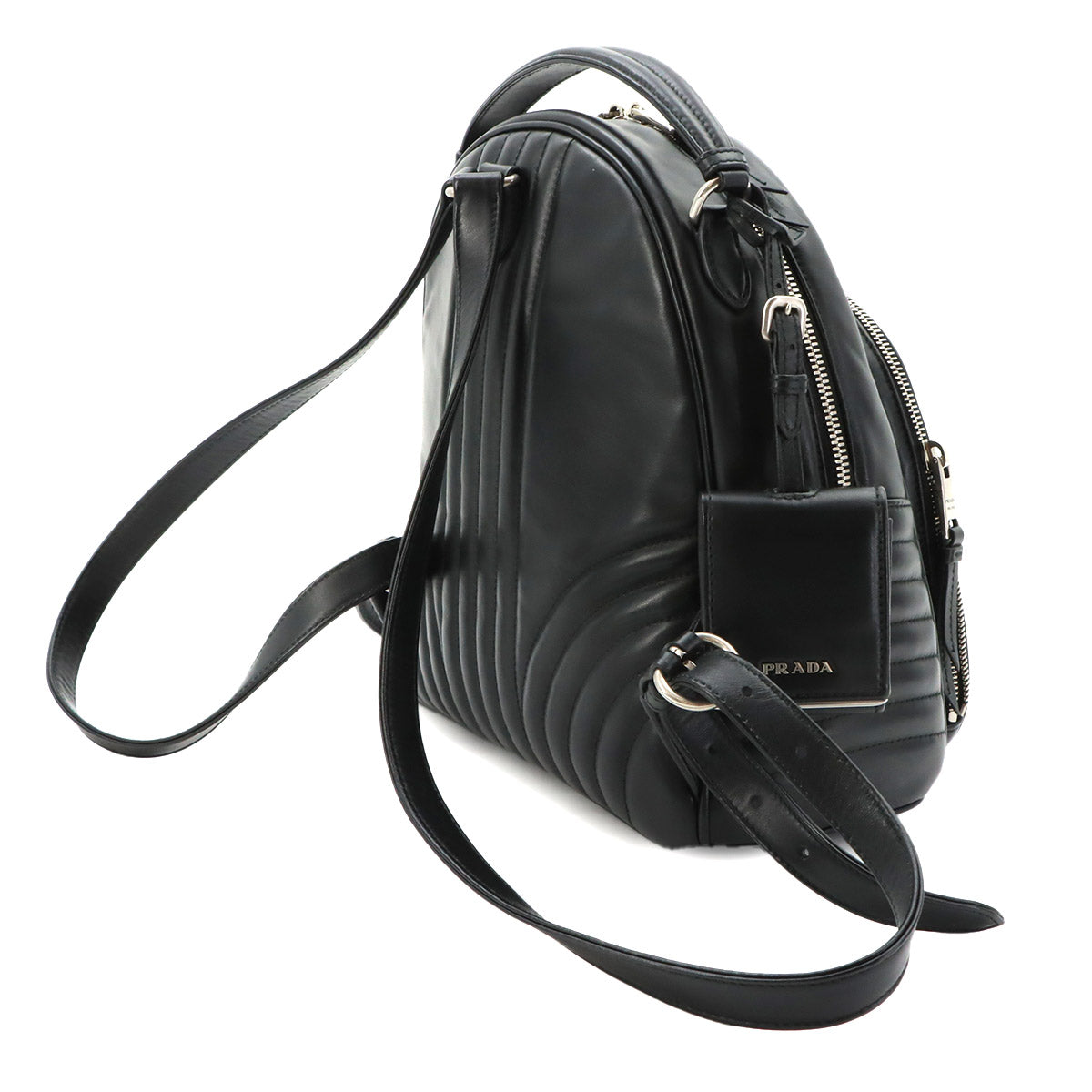 Diagram Backpack Leather Black Logos 1BZ030 Purse