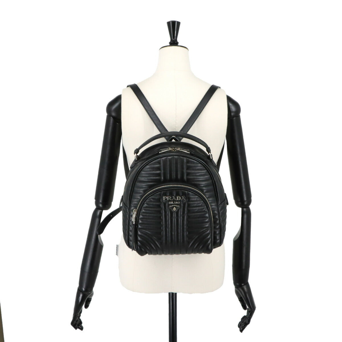 Diagram Backpack Leather Black Logos 1BZ030 Purse