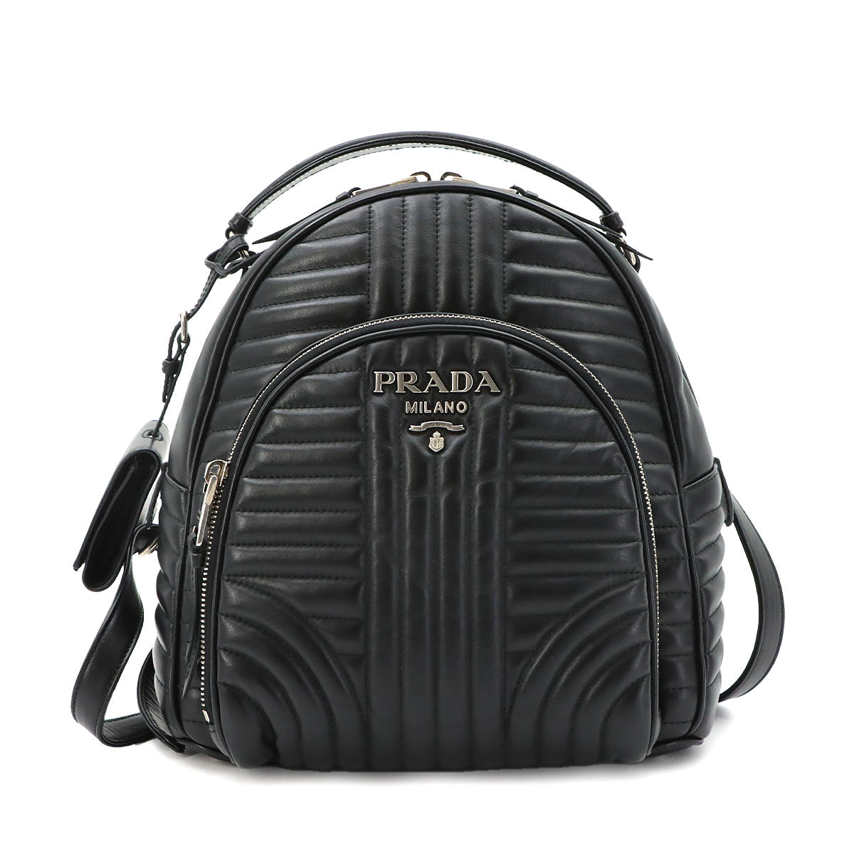 Diagram Backpack Leather Black Logos 1BZ030 Purse