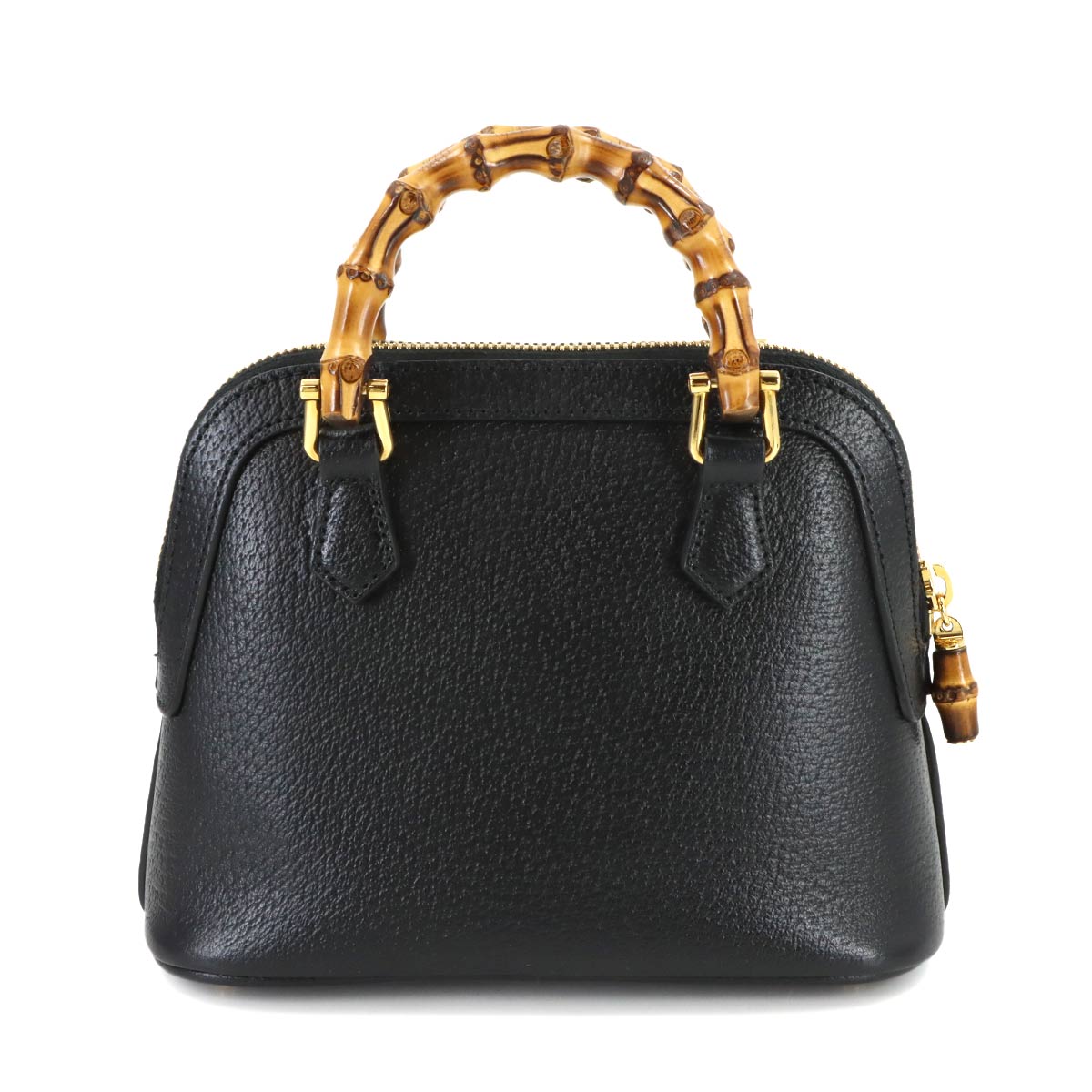 Diana Mini Hand Shoulder Bag Leather Black Bamboo 715775