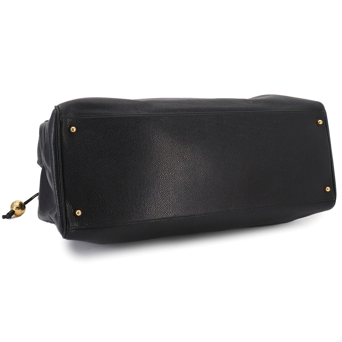 Super Model Chain Tote Bag Leather Black Vintage