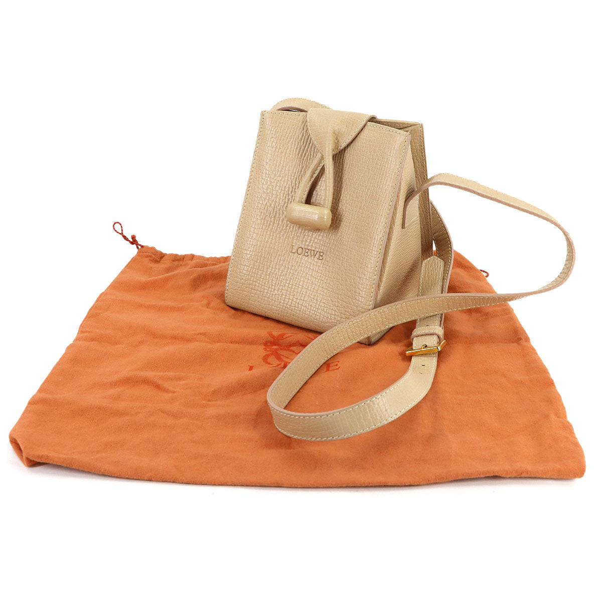 Shoulder Bag Leather Beige Purse