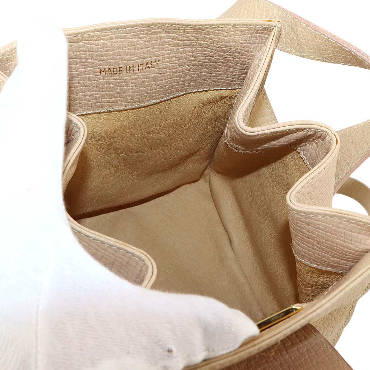 Shoulder Bag Leather Beige Purse