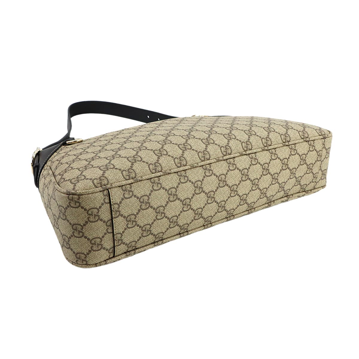 GG Emblem Large Shoulder Bag Leather Beige Black 815217