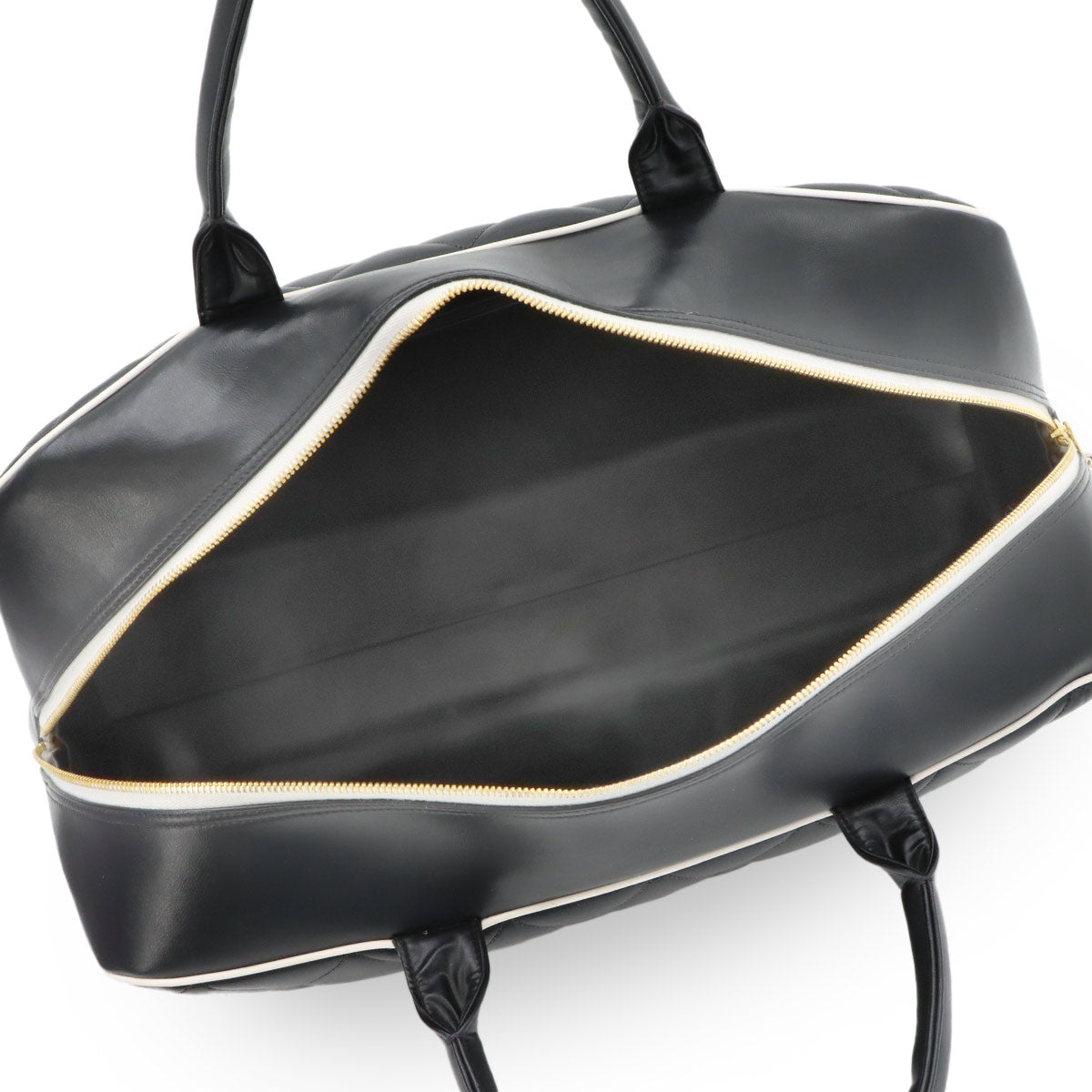 Matelasse Boston Bag Leather Black A05943 Vintage Bowling