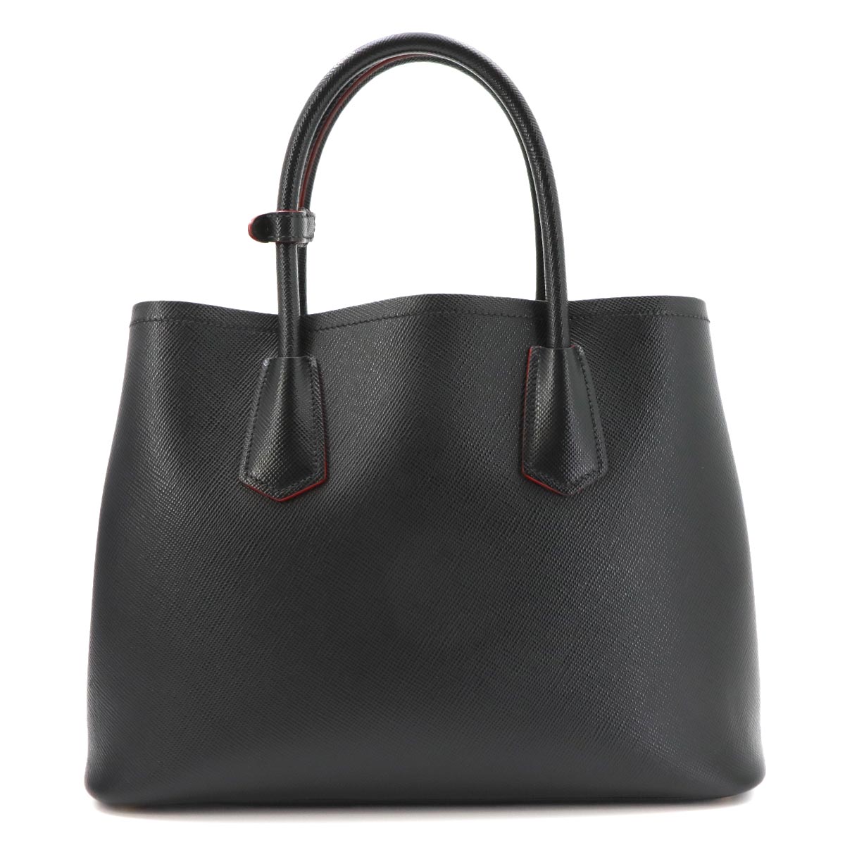 Tote Shoulder Bag Saffiano Leather Black Red BN2316 Purse
